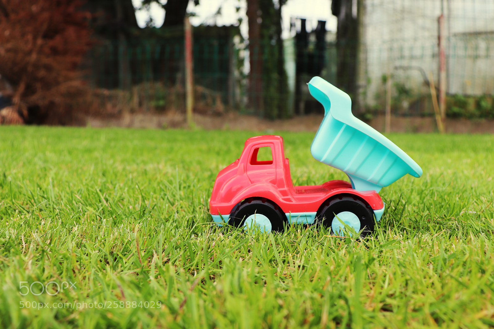 Canon EOS 200D (EOS Rebel SL2 / EOS Kiss X9) sample photo. Toy dumptruck in lawn photography