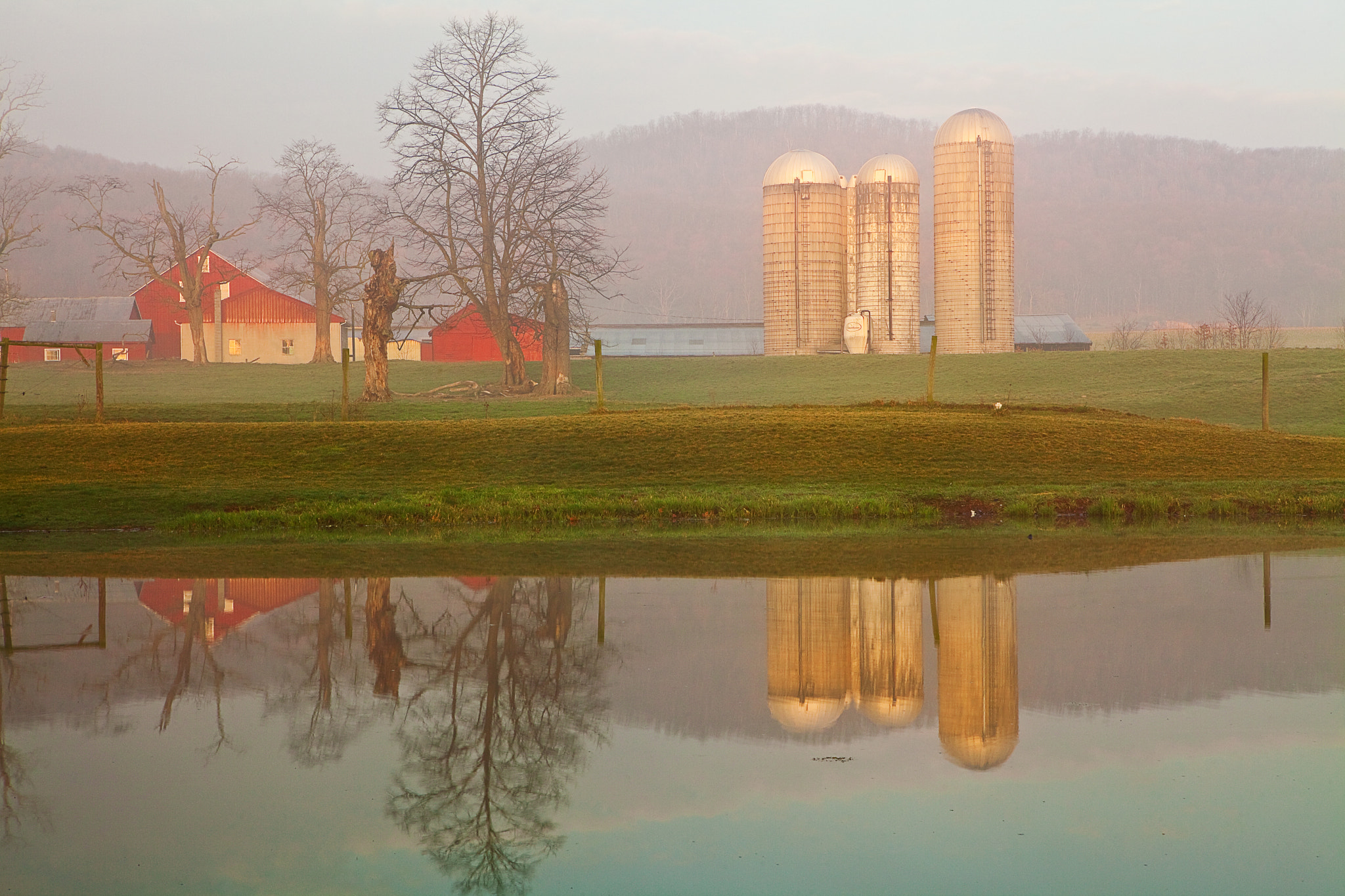 Pennsylvania, Morrison Cove, Sunrise, Fog, Landsca