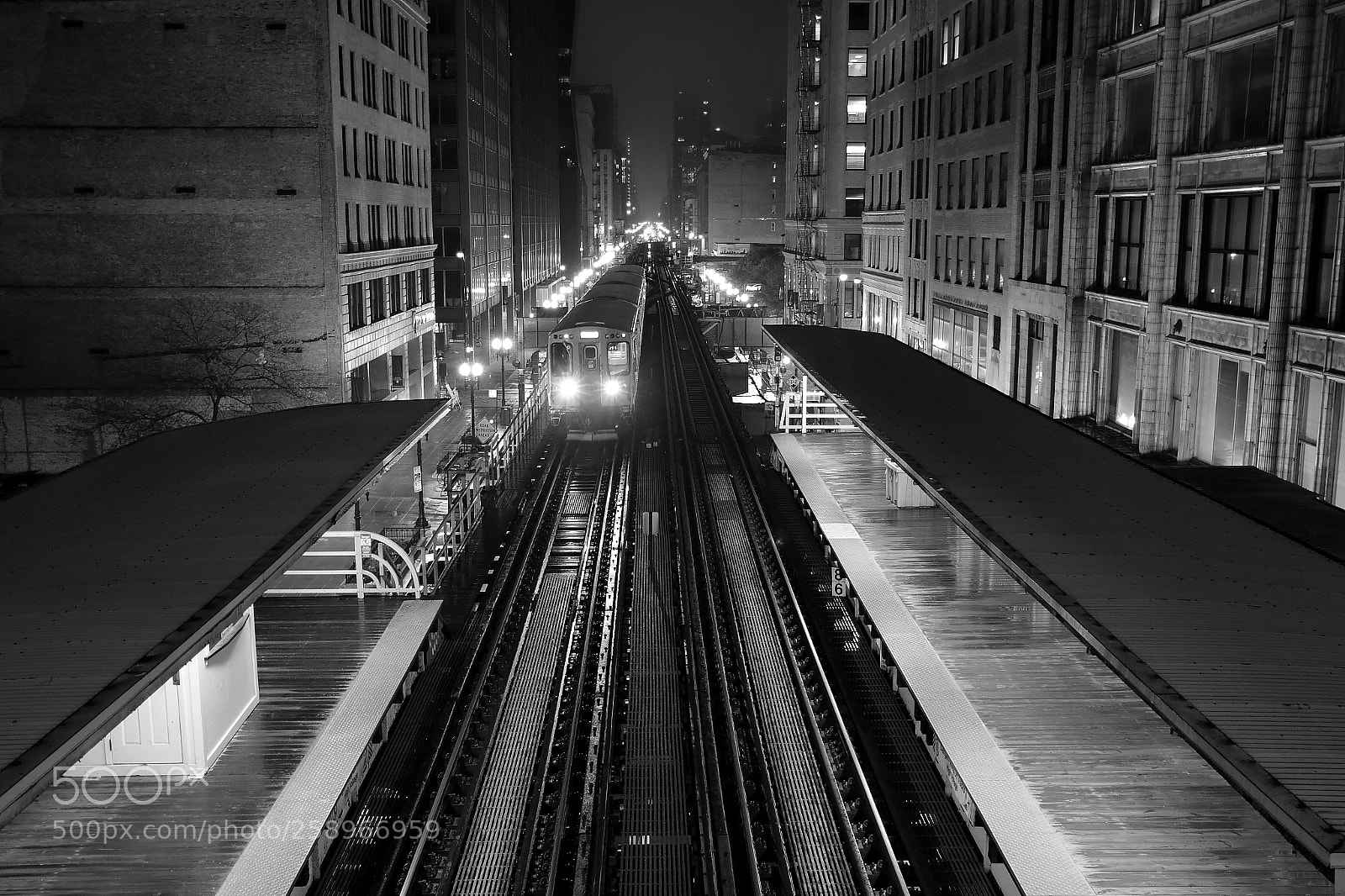 Canon EOS 70D sample photo. Night train chicago l . photography