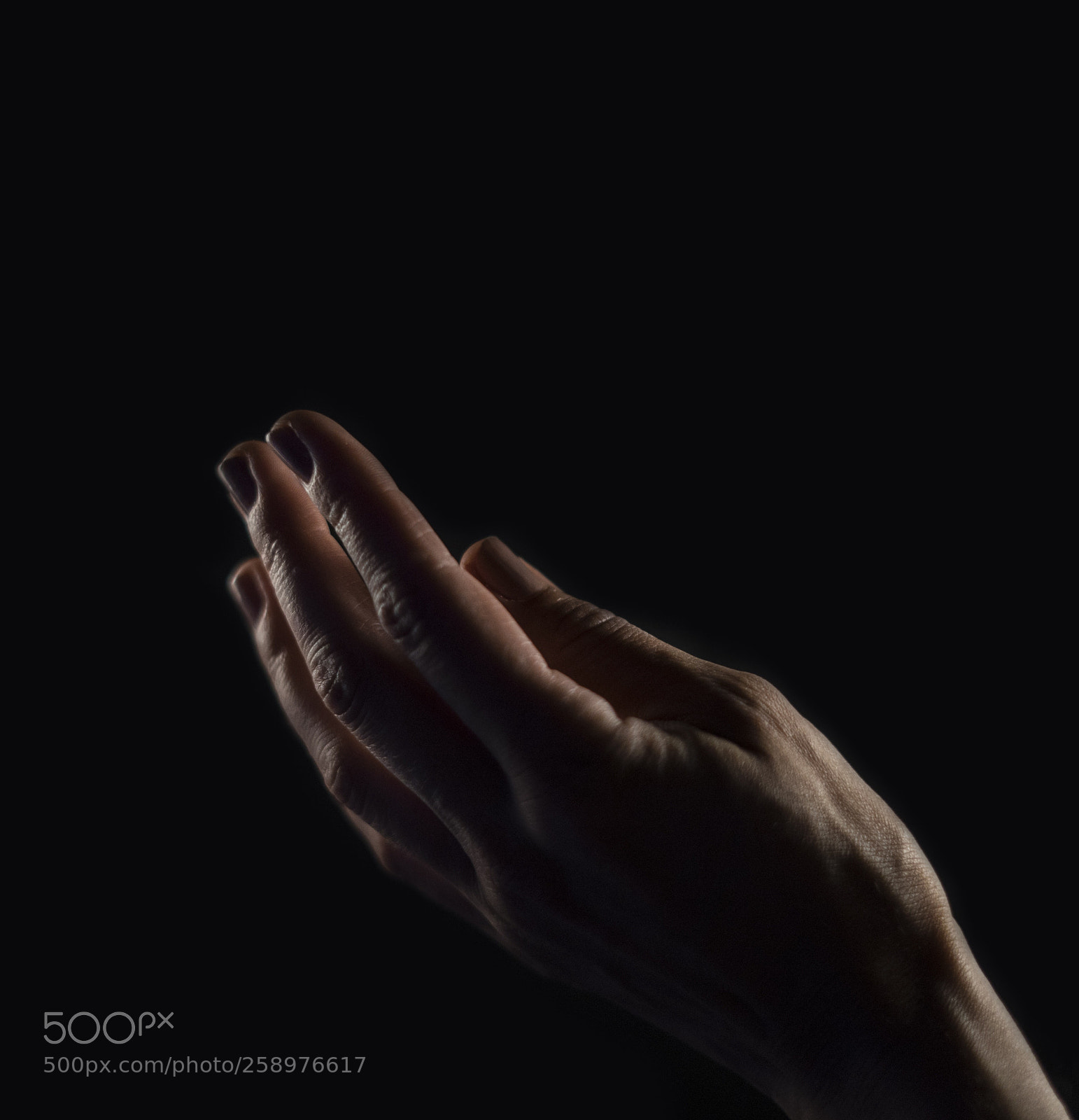 Sony a7 sample photo. Hand at black background  photography
