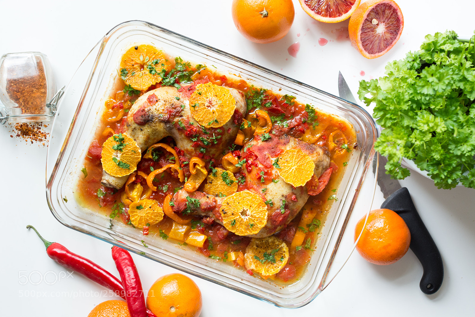 Nikon D5200 sample photo. Chicken thighs with tomatoes photography