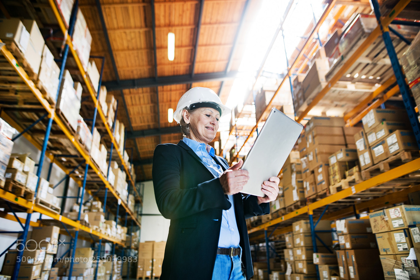 Nikon D5 sample photo. Senior woman warehouse manager photography