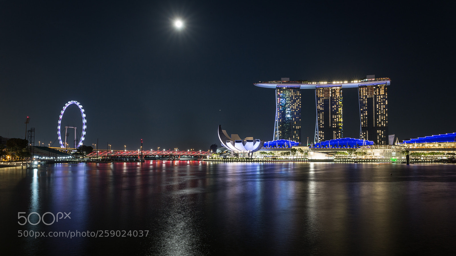 Canon EOS 6D sample photo. Moonlight marina bay photography