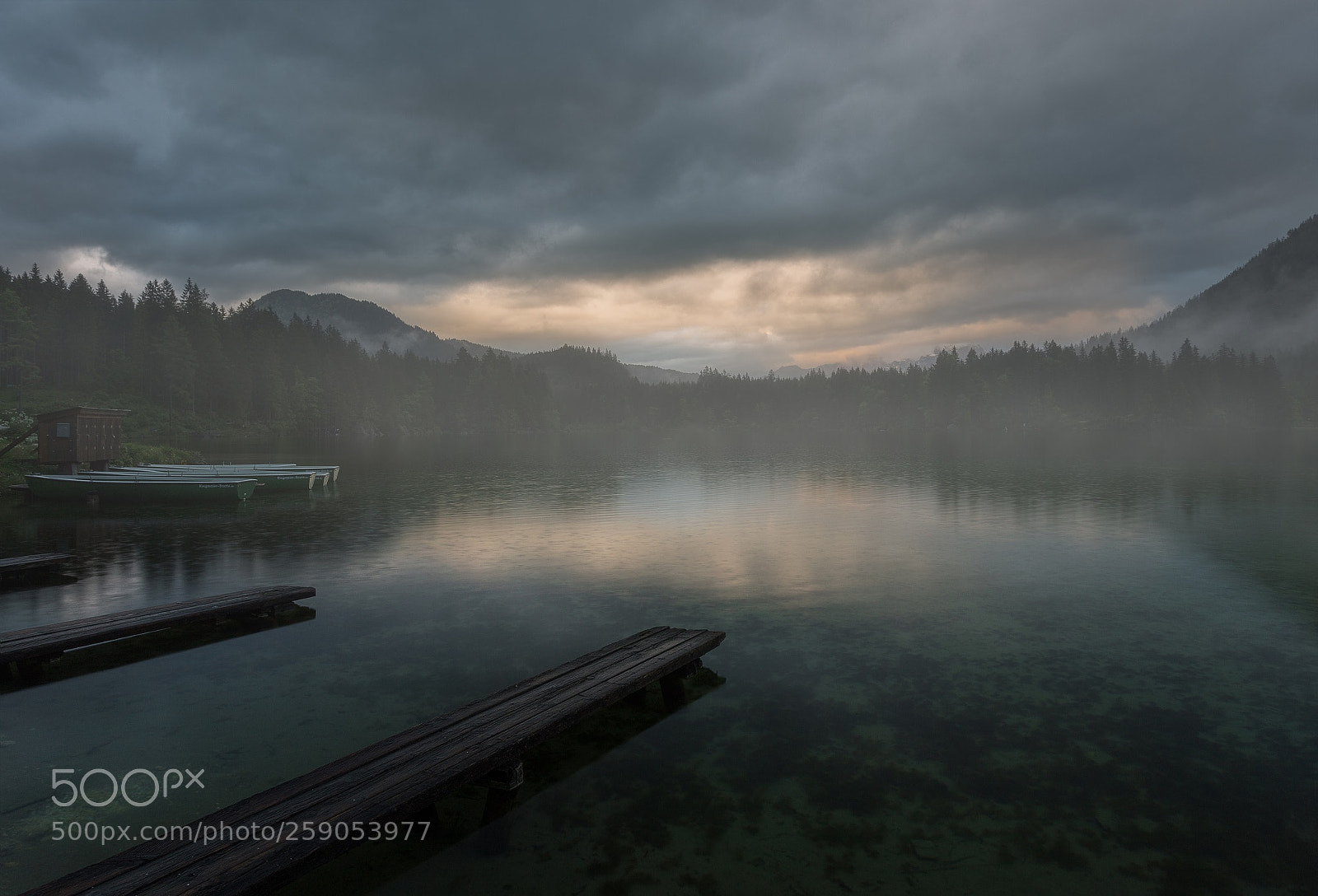 Canon EOS 6D sample photo. Evening mist. lake hintersee. photography