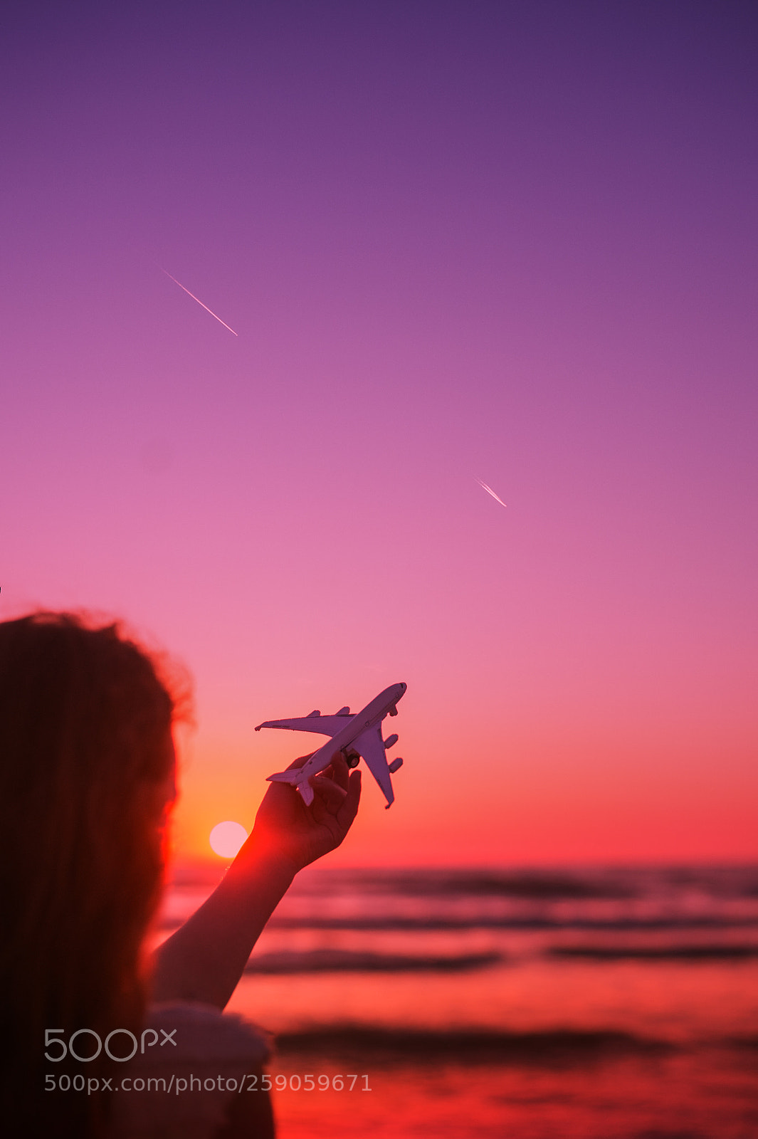Nikon Df sample photo. Girl silhouette holding airplane photography