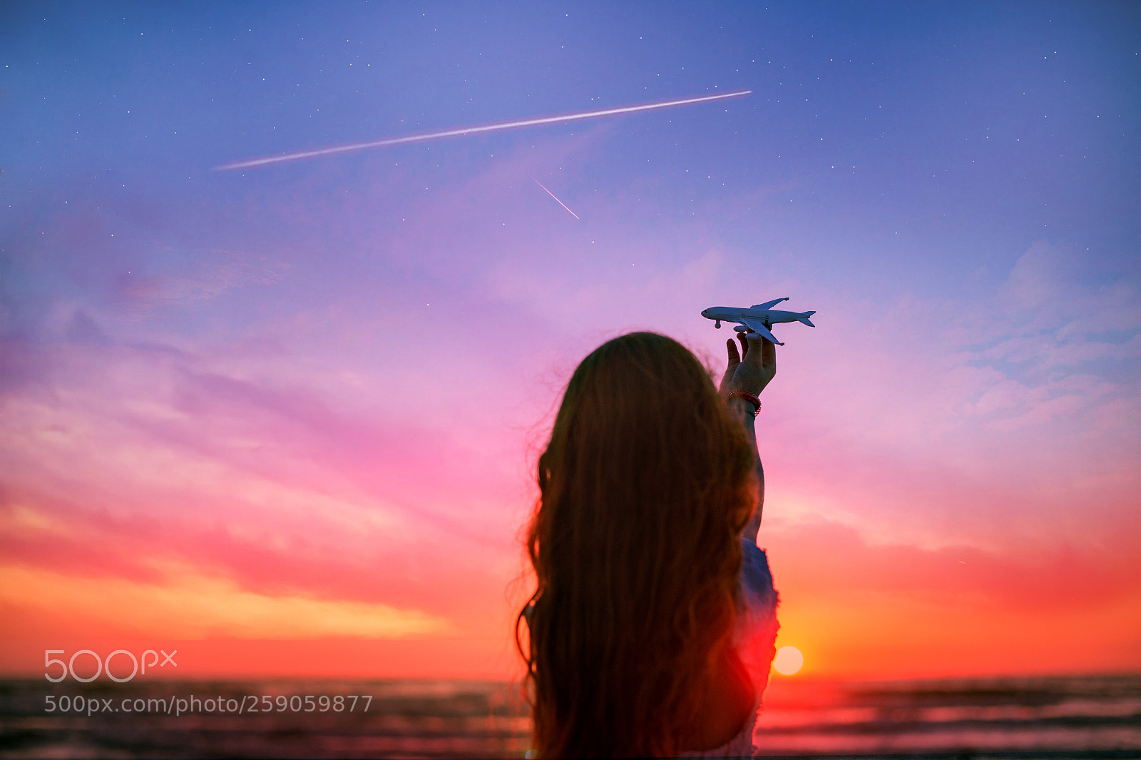 Nikon Df sample photo. Girl silhouette holding airplane photography