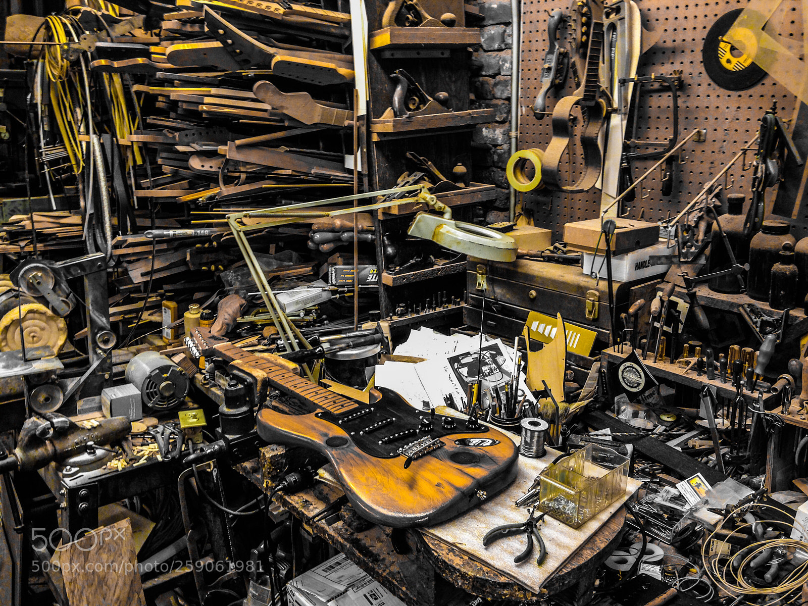 Apple iPhone 5 sample photo. Luthier’s workspace photography