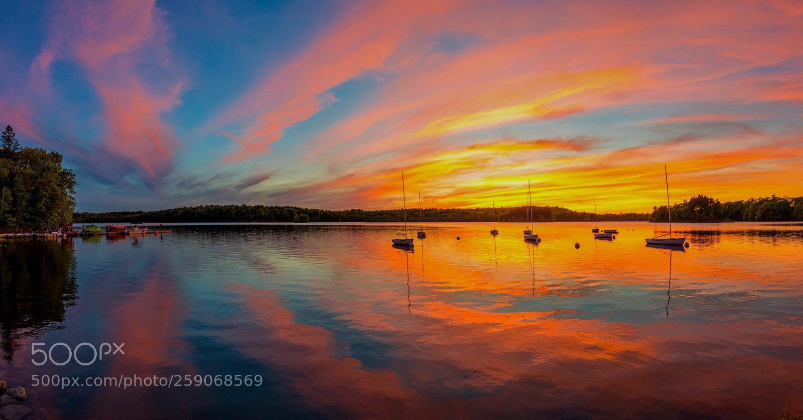Nikon D610 sample photo. Sunset over spot pond photography