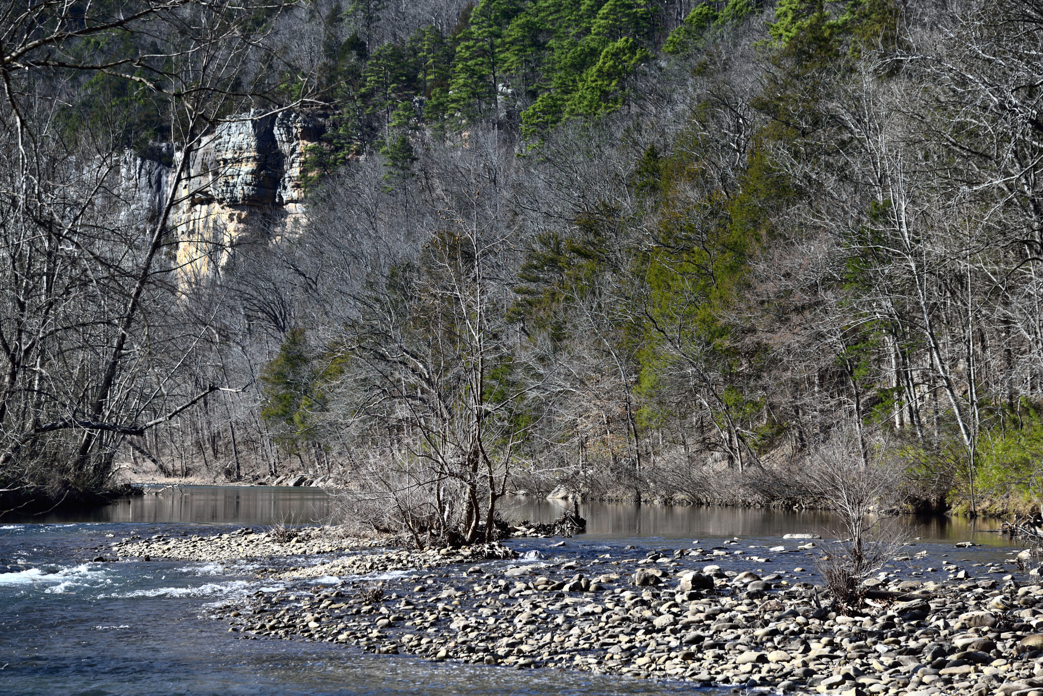 Nikon AF-S Nikkor 24-120mm F4G ED VR sample photo. A fading light across the buffalo national river photography