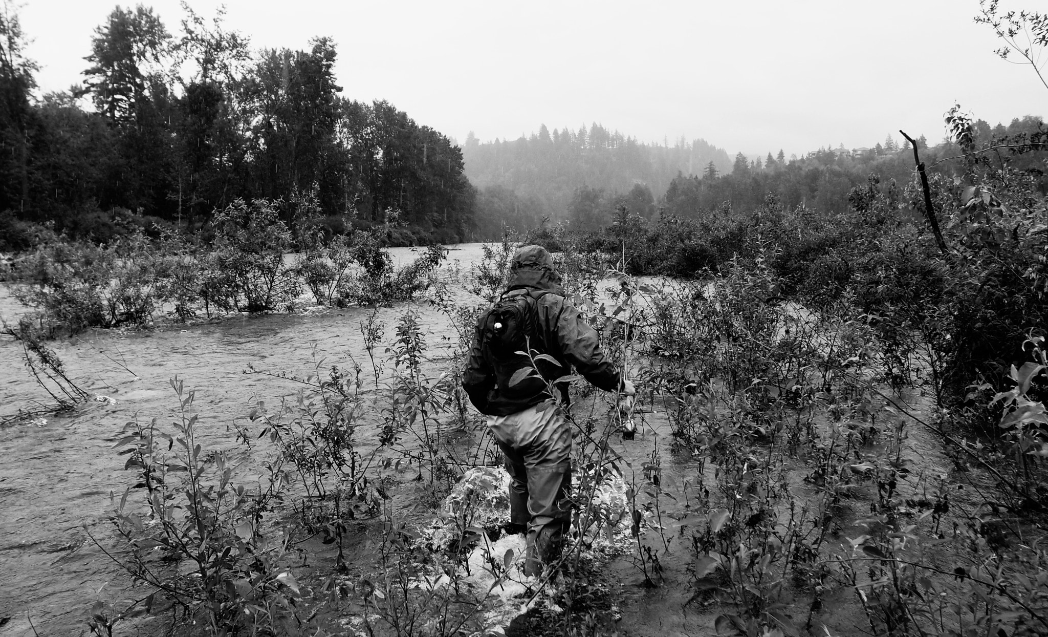 Olympus XZ-1 sample photo. River fishing in a rainy day photography