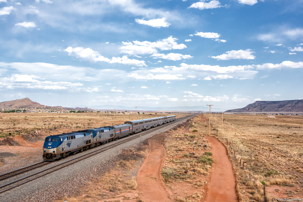 Amtrak Southwest Chief approaches Old Rt 66 by fred guenther on 500px.com