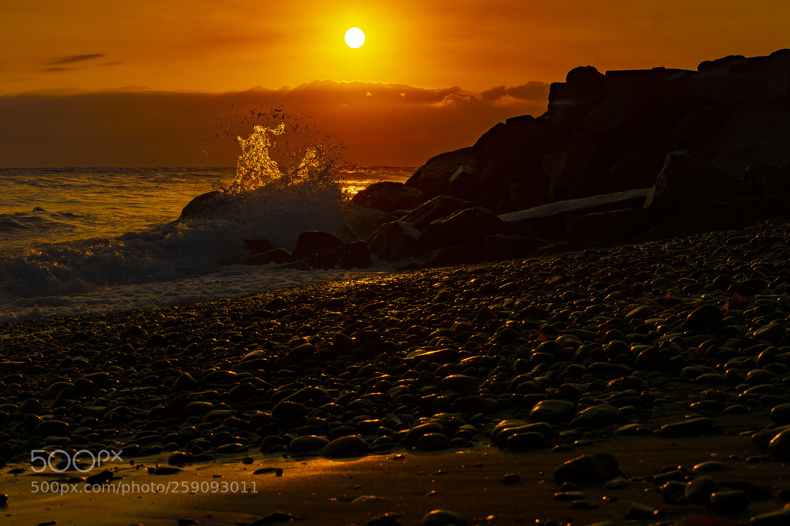 Sony a6000 sample photo. Waves crash at sunset photography