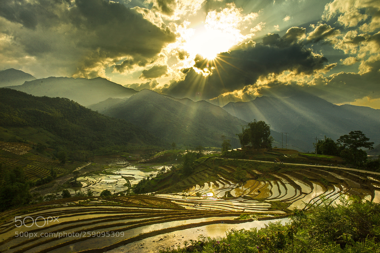 Canon EOS 6D sample photo. Sunset over rice terraces photography