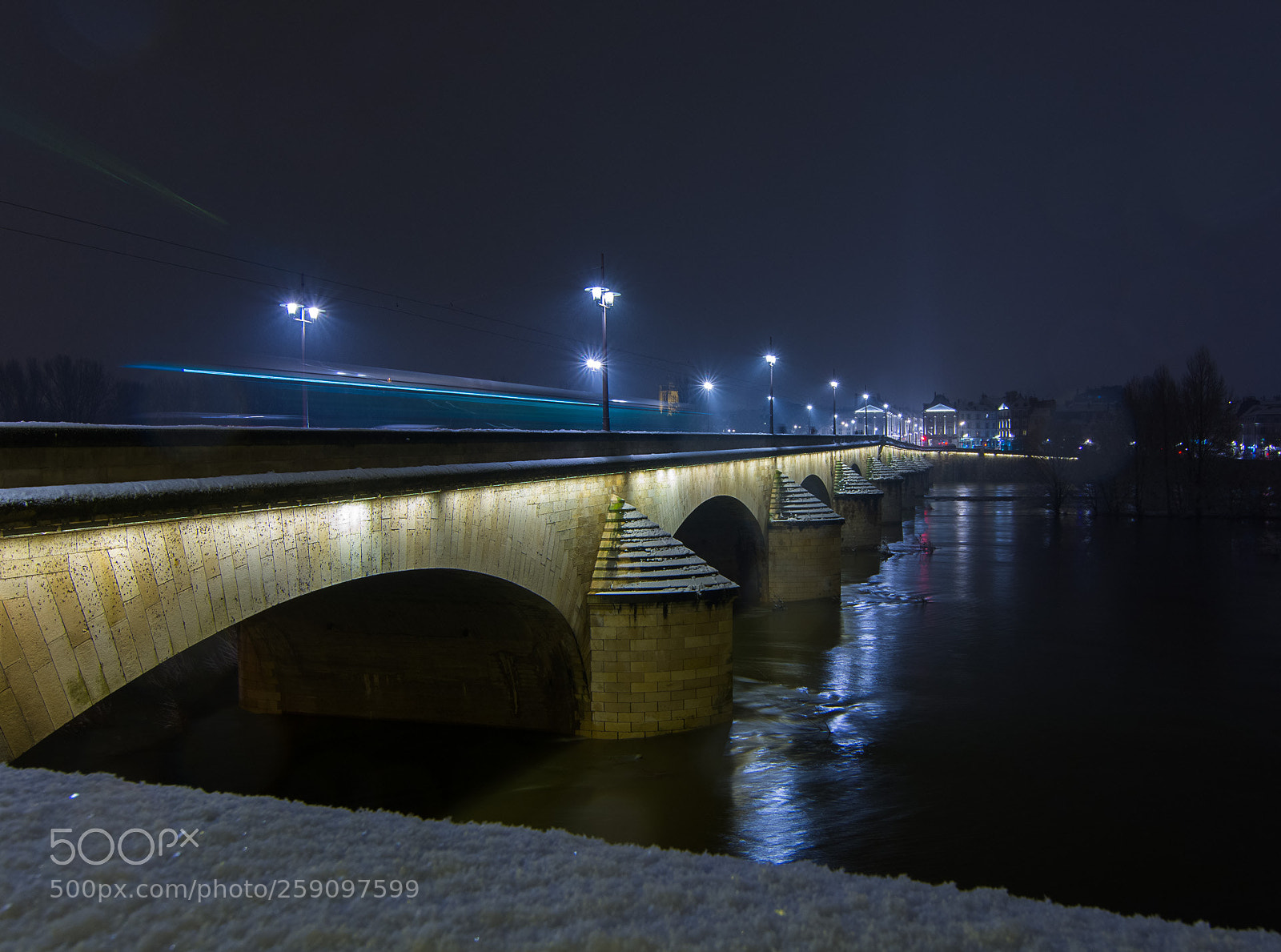 Nikon D7100 sample photo. Night tram over pont photography