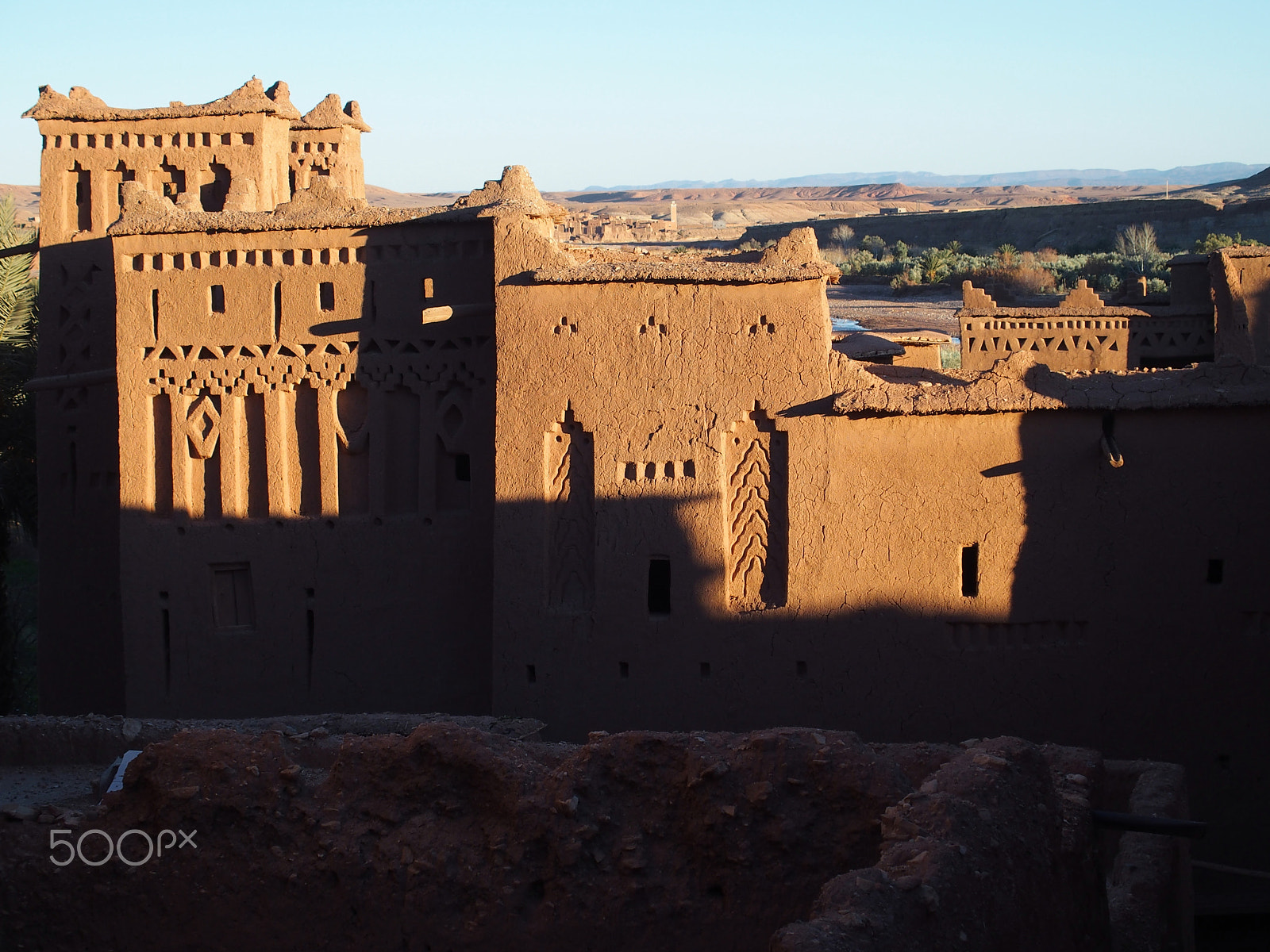 Olympus STYLUS1,1s sample photo. View of kasbah ait ben haddou with evening sun light on walls on african atlas mountains range... photography