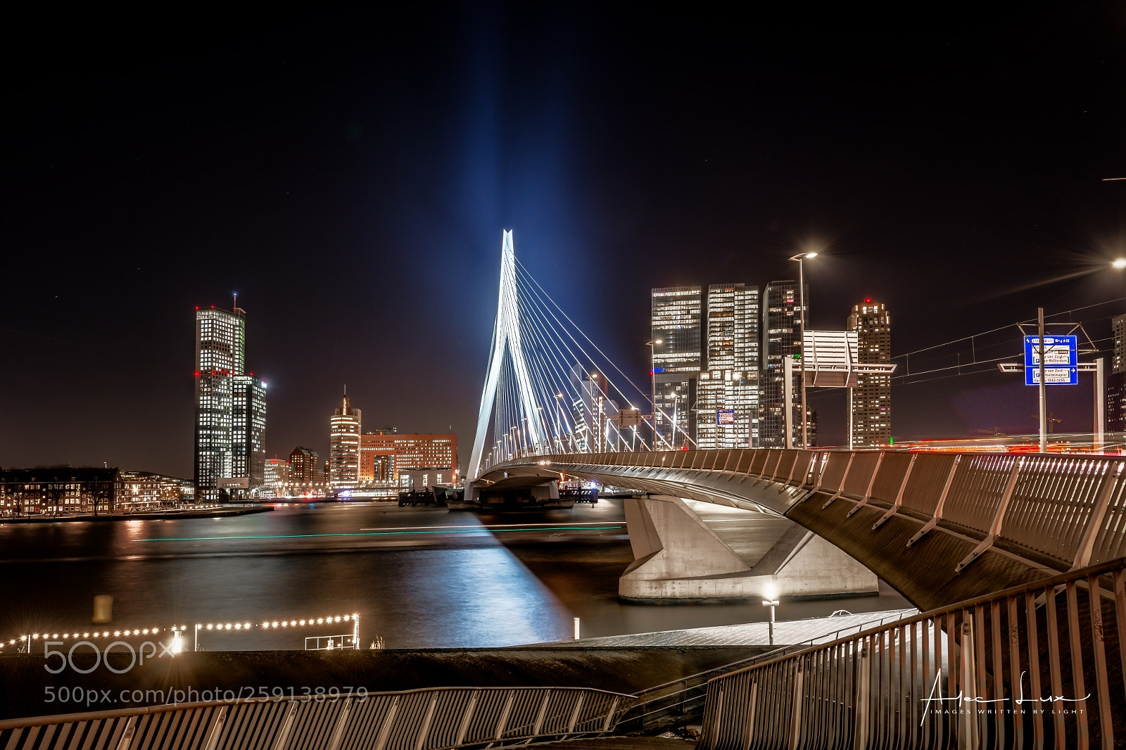 Nikon D800 sample photo. Glowing erasmus bridge iii photography