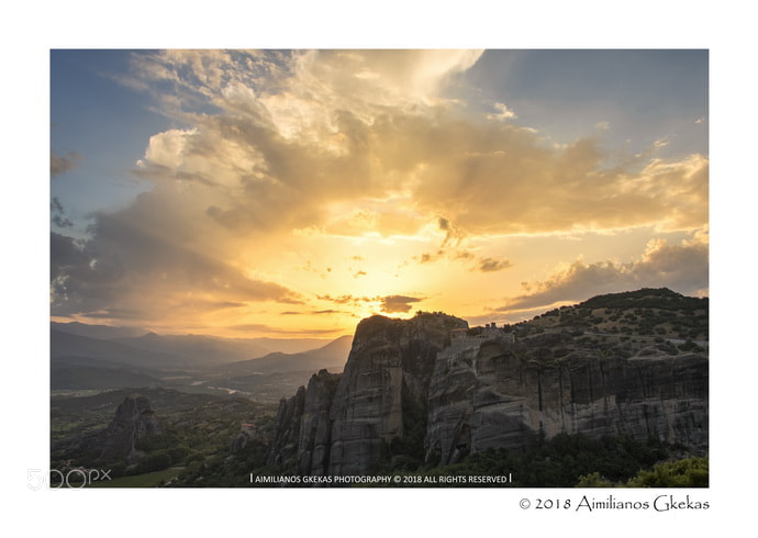 Canon EOS 760D (EOS Rebel T6s / EOS 8000D) sample photo. Dramatic sunset at meteora photography