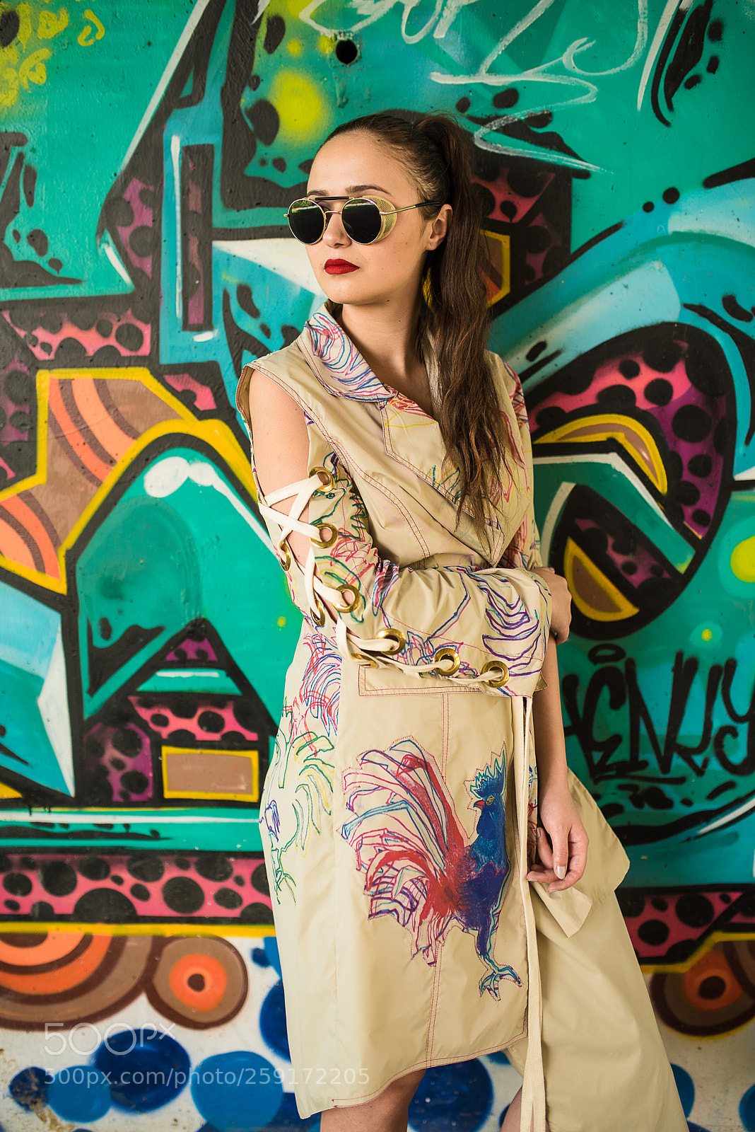 Nikon D750 sample photo. Lady and graffiti photography