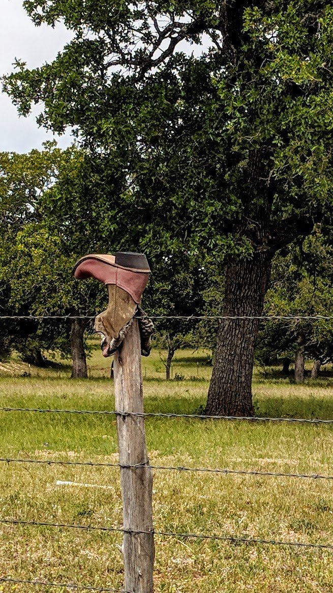 Google Pixel XL sample photo. Cowboy recycling in the texas hill country photography