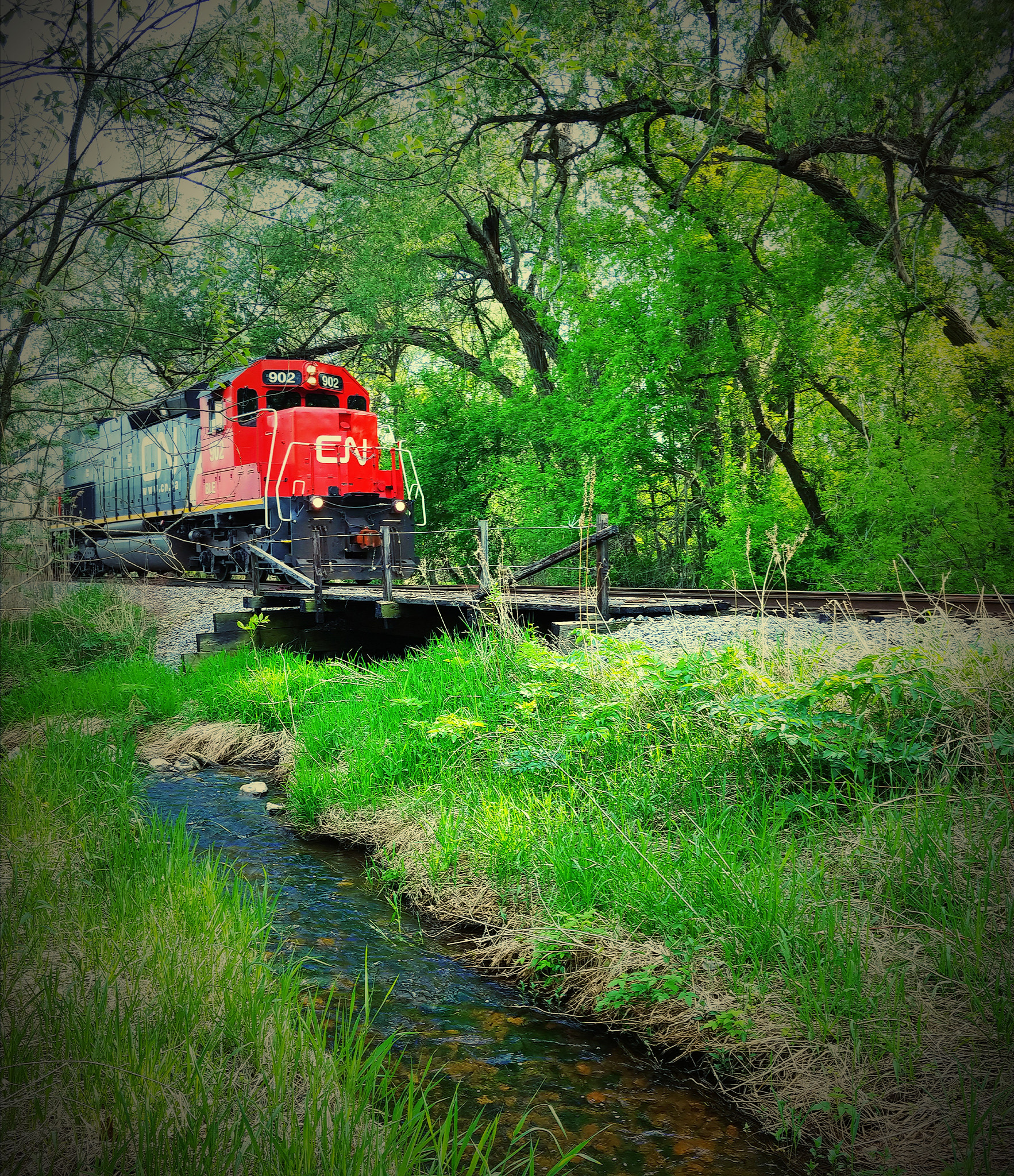LG V30 sample photo. Train over bridge & river photography