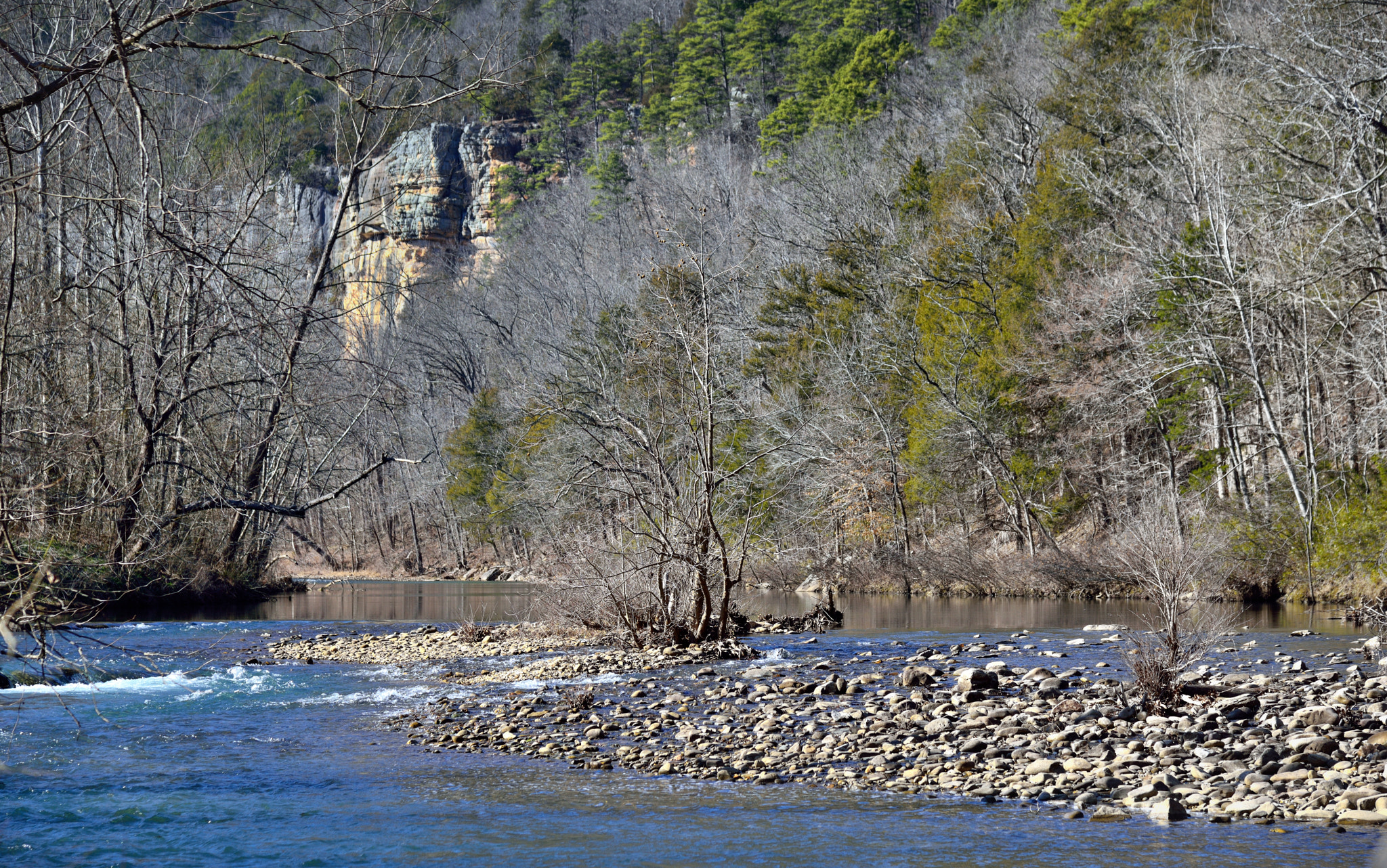 Nikon AF-S Nikkor 24-120mm F4G ED VR sample photo. White water rapids and the blue waters of the buffalo national river photography