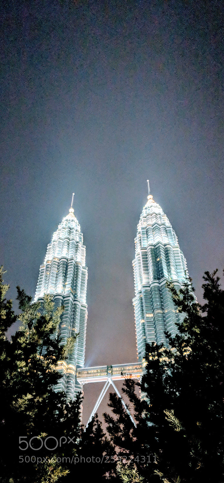 Google Pixel 2 sample photo. Petronas towers by night photography