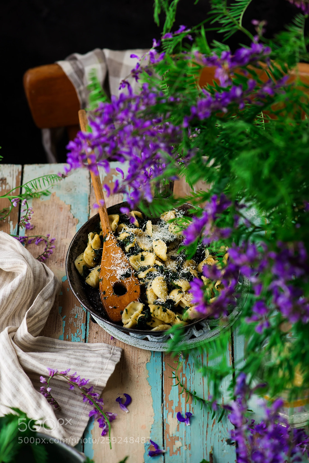 Nikon D610 sample photo. Orecchiette butter braised nettles.food photography