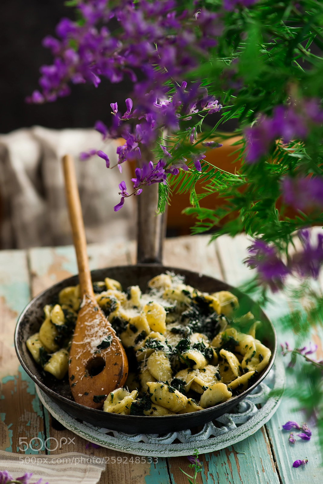 Nikon D610 sample photo. Orecchiette butter braised nettles.food photography