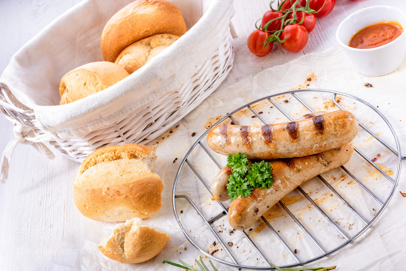 Nikon D810 sample photo. Delicious bratwurst with ketchup photography