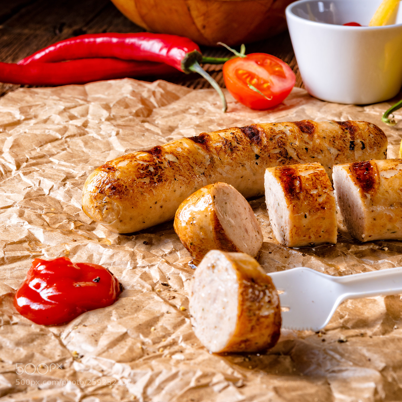 Nikon D810 sample photo. Rustic bratwurst with pommes photography