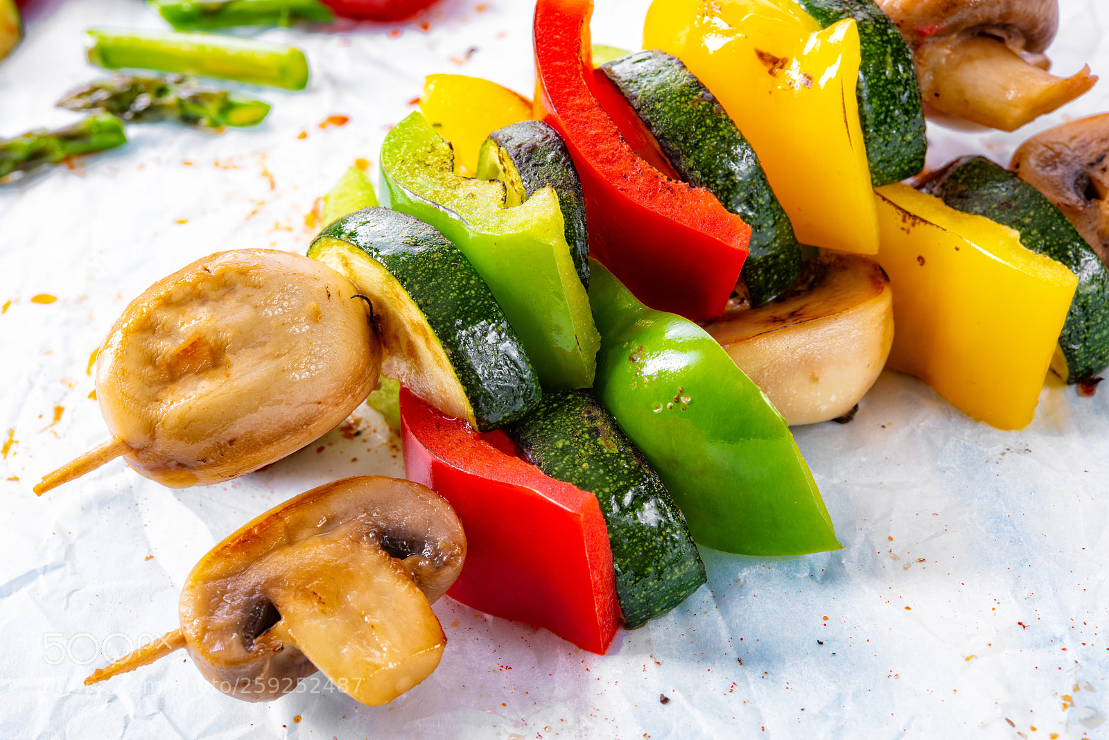 Nikon D810 sample photo. Vegetarian skewers white mushrooms photography