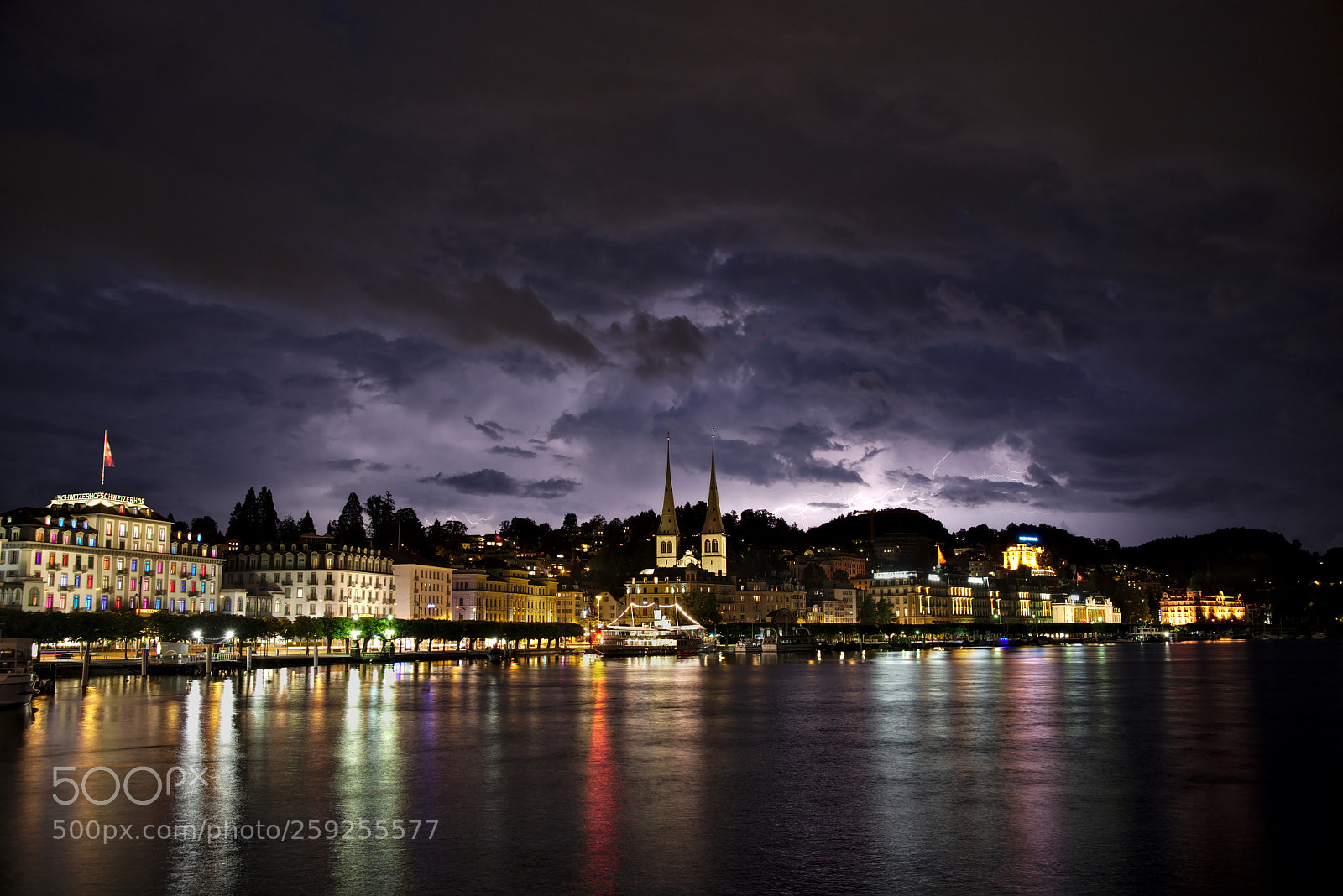 Pentax K-1 sample photo. Lightning over lucerne photography