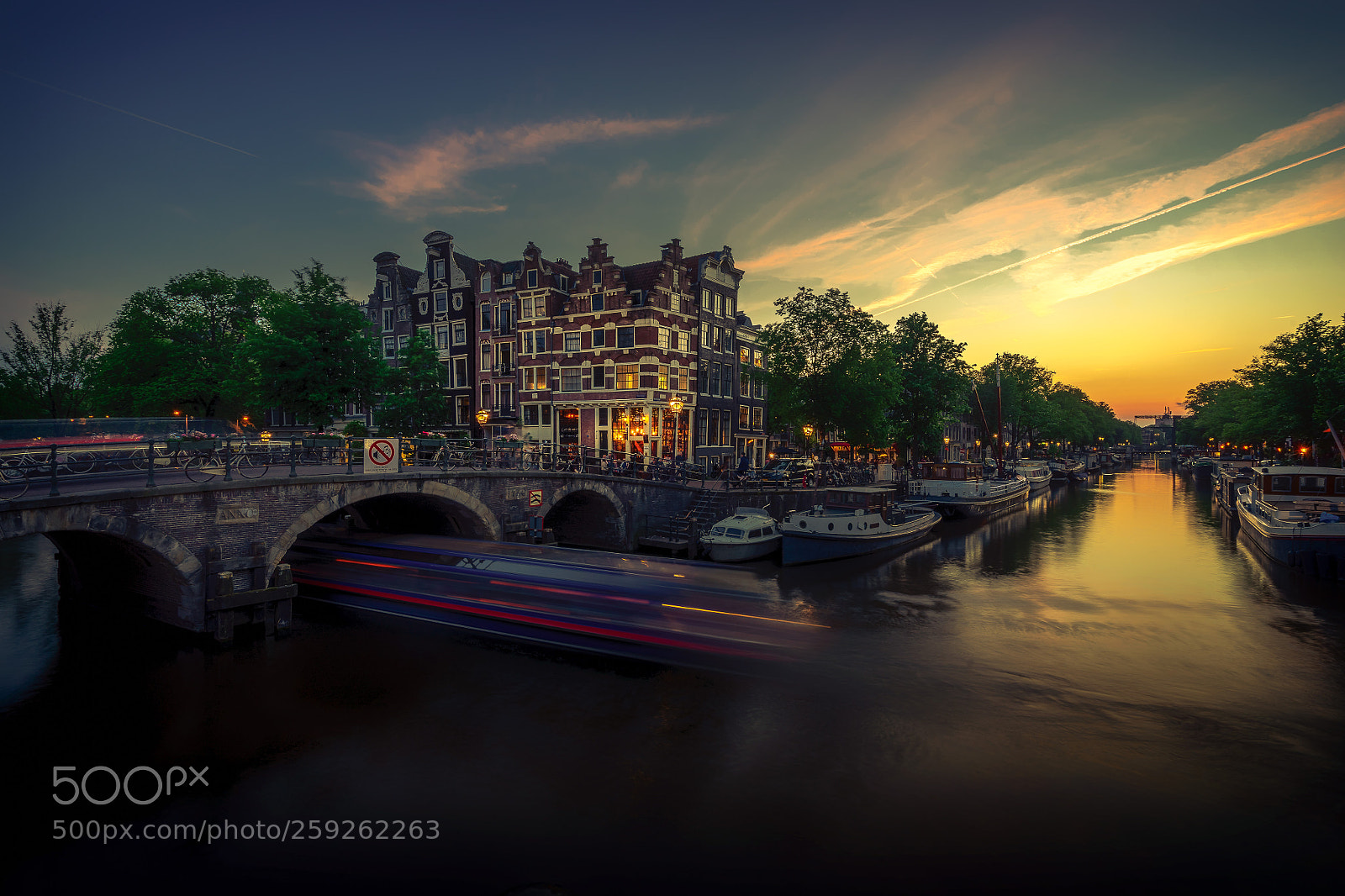 Sony a7 II sample photo. Amsterdam canal sunset photography