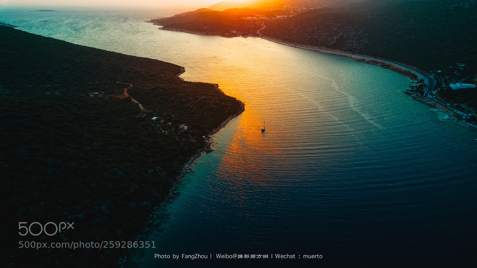 DJI FC220 sample photo. Lonely boat photography