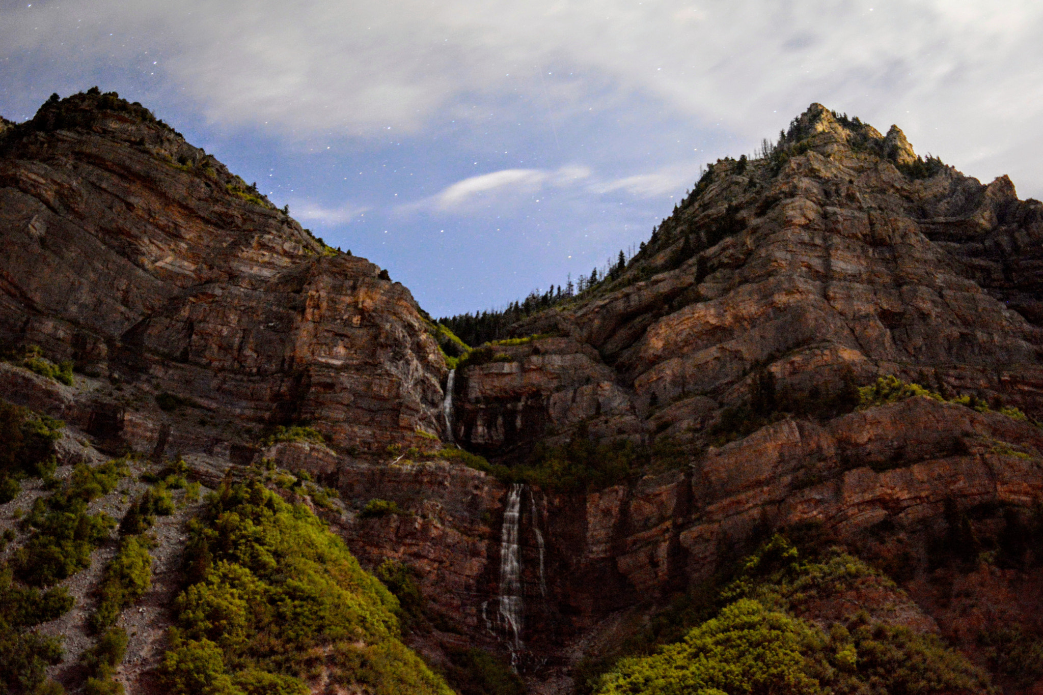 Nikon D7100 sample photo. Night sky over bridal veil falls photography