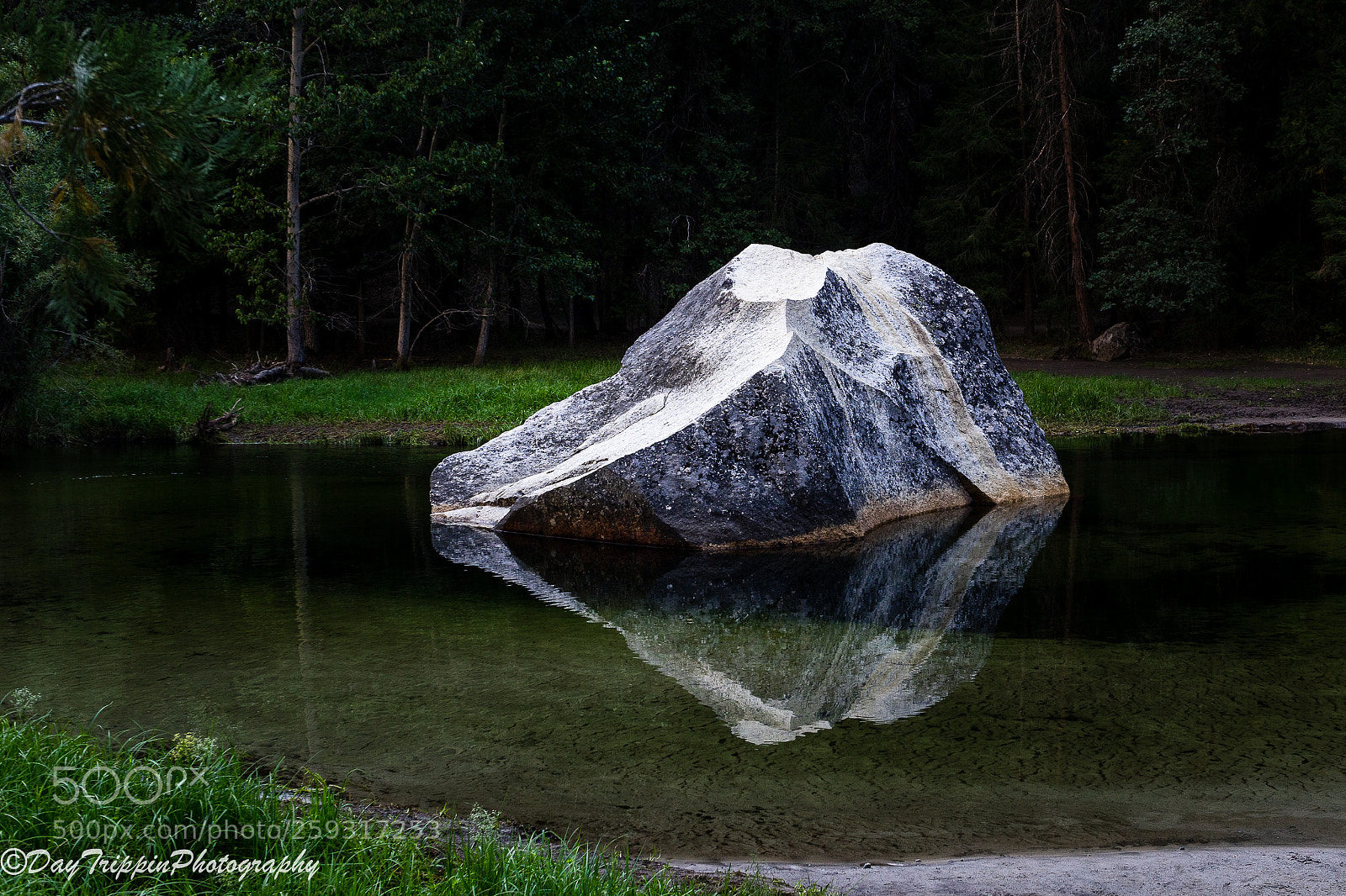 Sony a7 II sample photo. Granite rock in mirror photography
