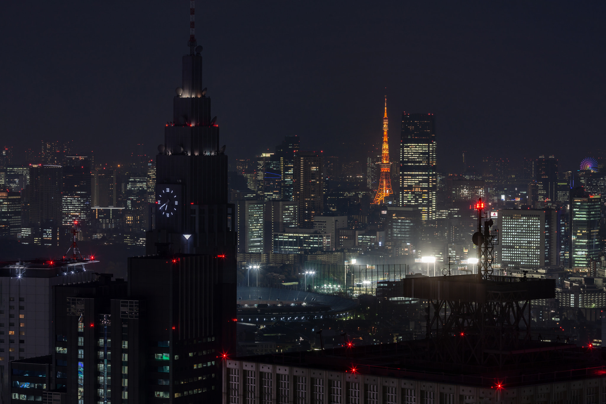 Canon EOS-1Ds Mark III sample photo. Night view from shijuku to tokyo tower photography