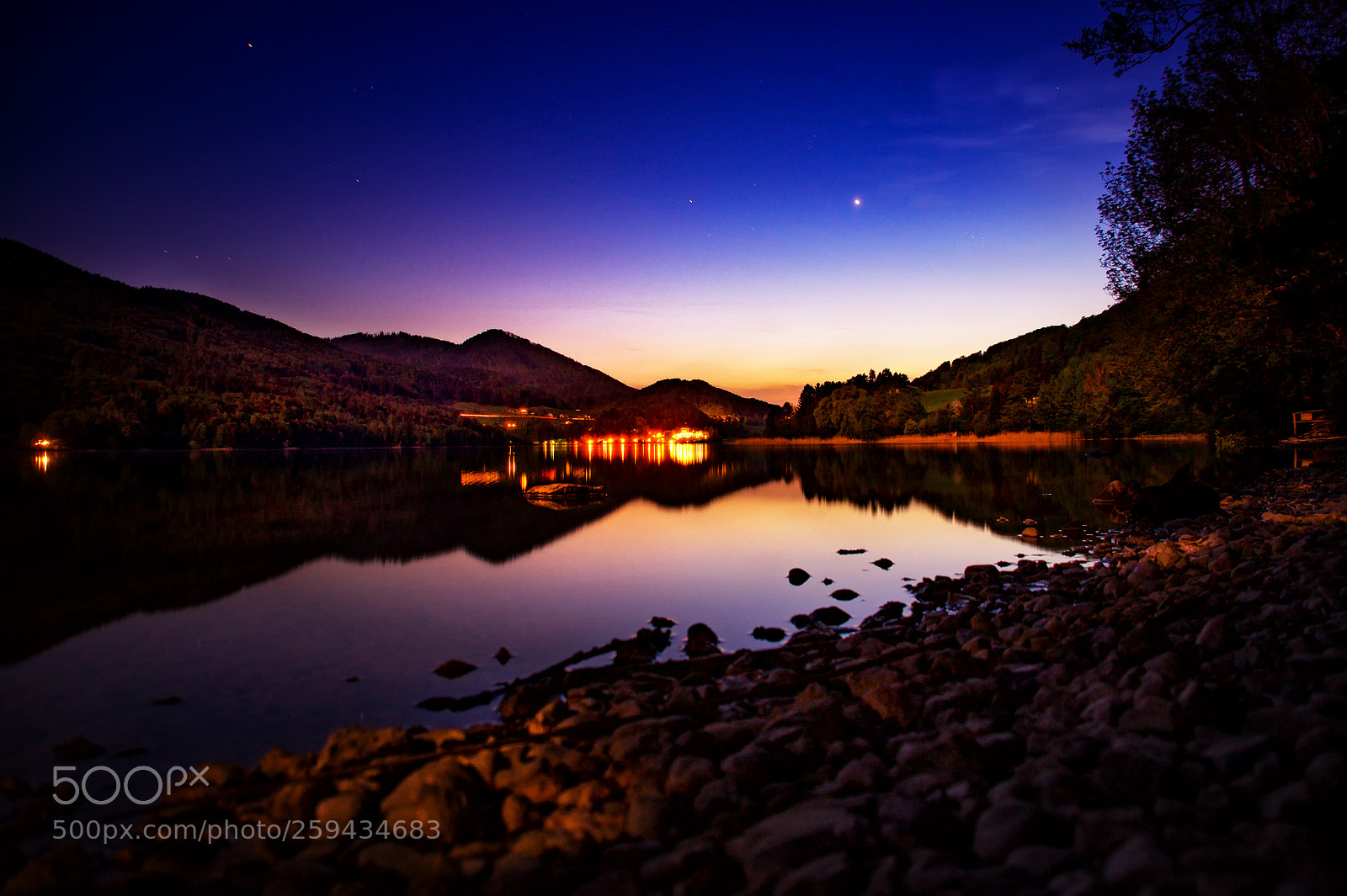 Sony SLT-A58 sample photo. Fuschlsee at moonlight. photography