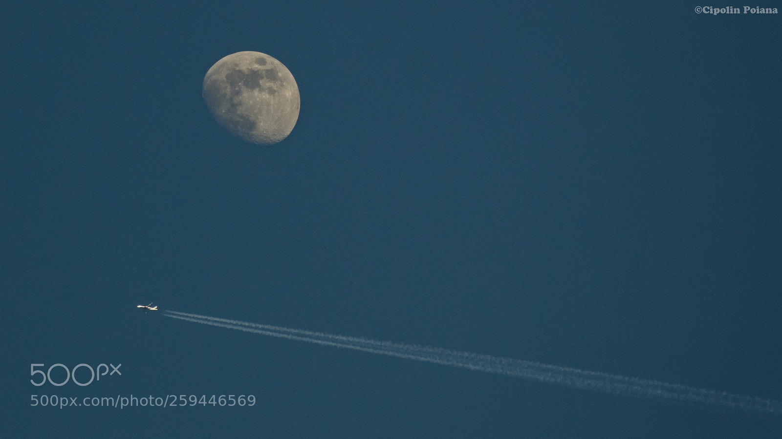 Nikon D7000 sample photo. Moon and plane together photography