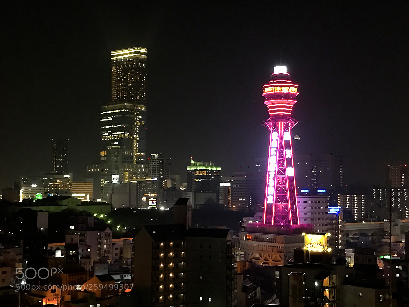Apple iPhone 7 Plus sample photo. 通天閣 night view@osaka photography