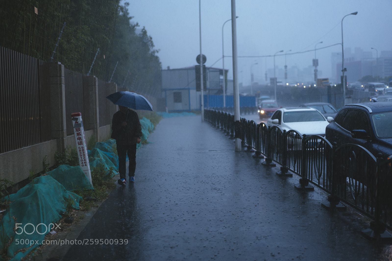 Sony a7R III sample photo. Rainy rush hour photography