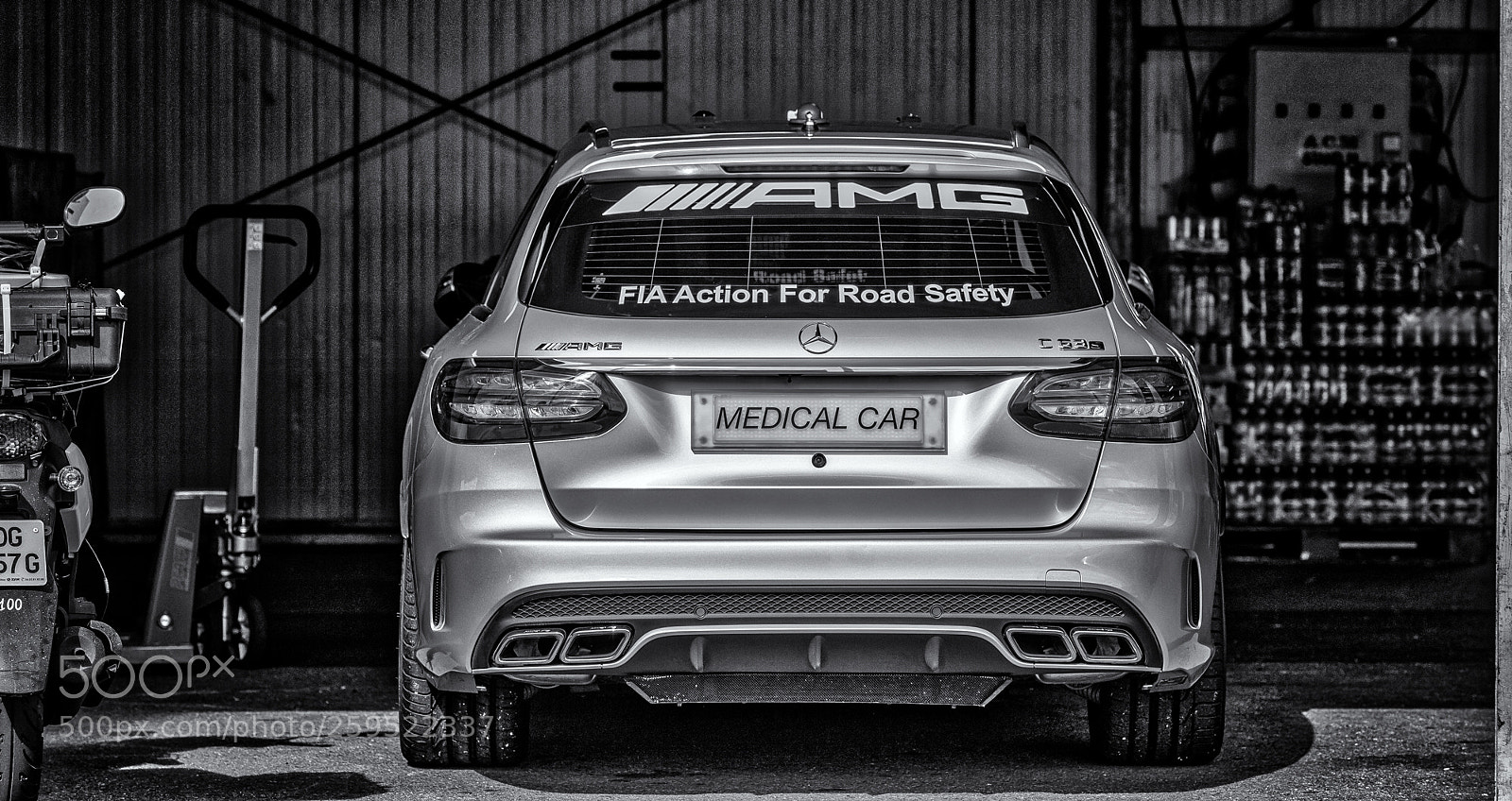 Nikon D4S sample photo. Mercedes safety car stand photography