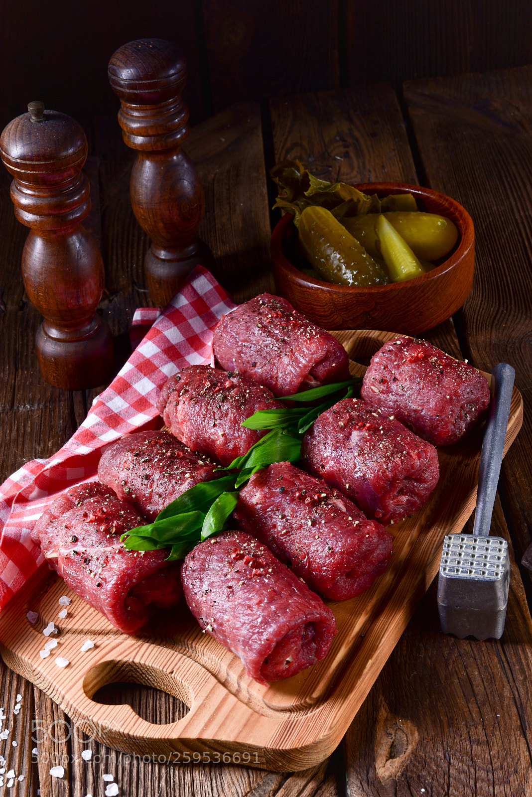 Nikon D810 sample photo. Fresh raw beef roulades photography