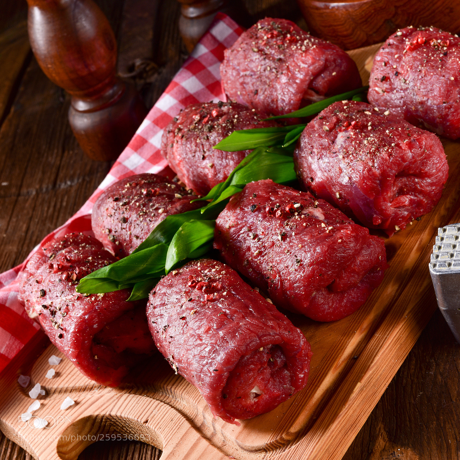 Nikon D810 sample photo. Fresh raw beef roulades photography
