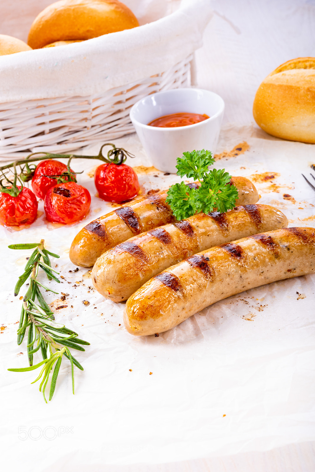 Nikon D810 sample photo. Delicious bratwurst with ketchup photography