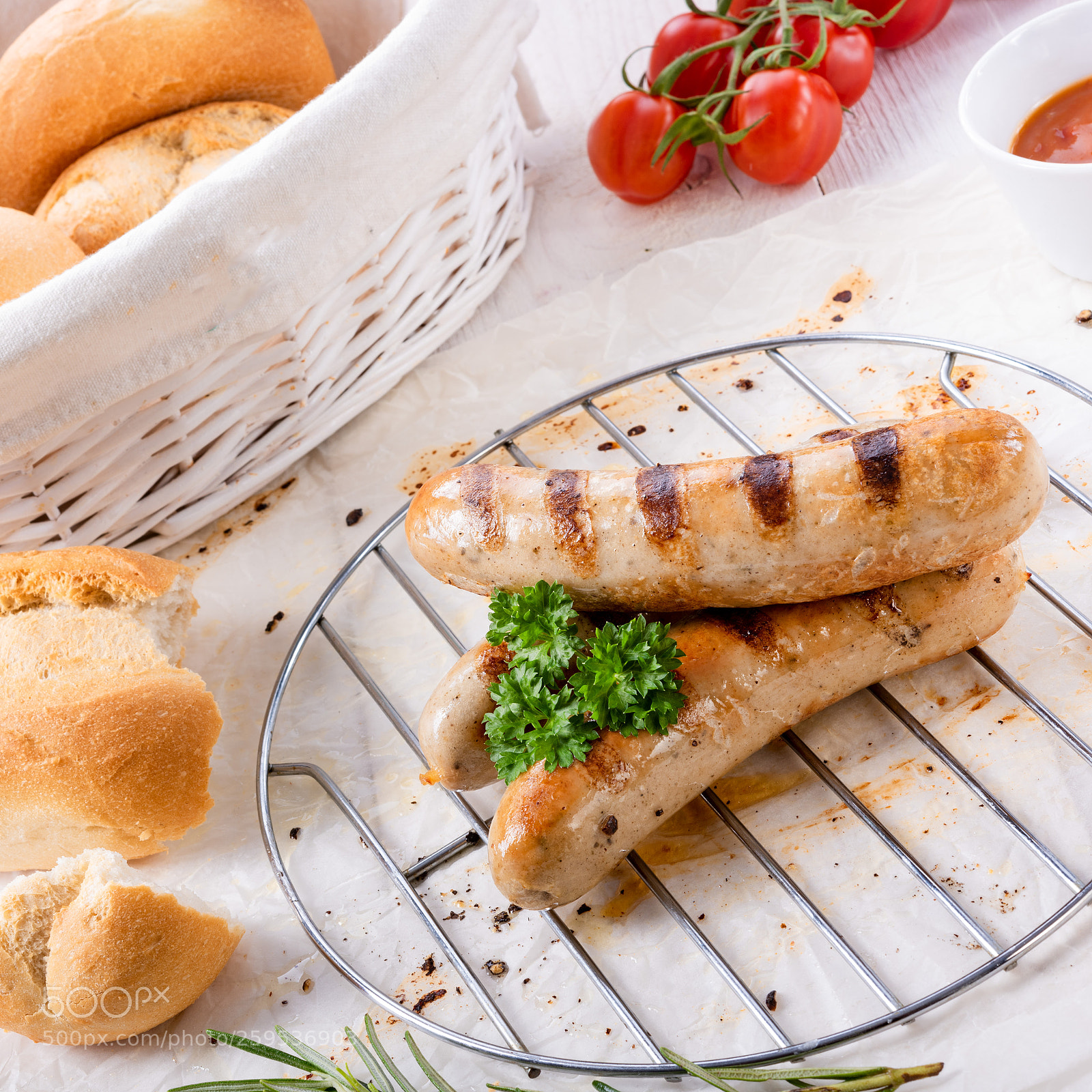 Nikon D810 sample photo. Delicious bratwurst with ketchup photography