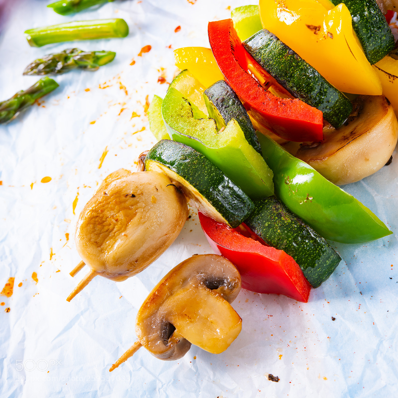 Nikon D810 sample photo. Vegetarian skewers white mushrooms photography