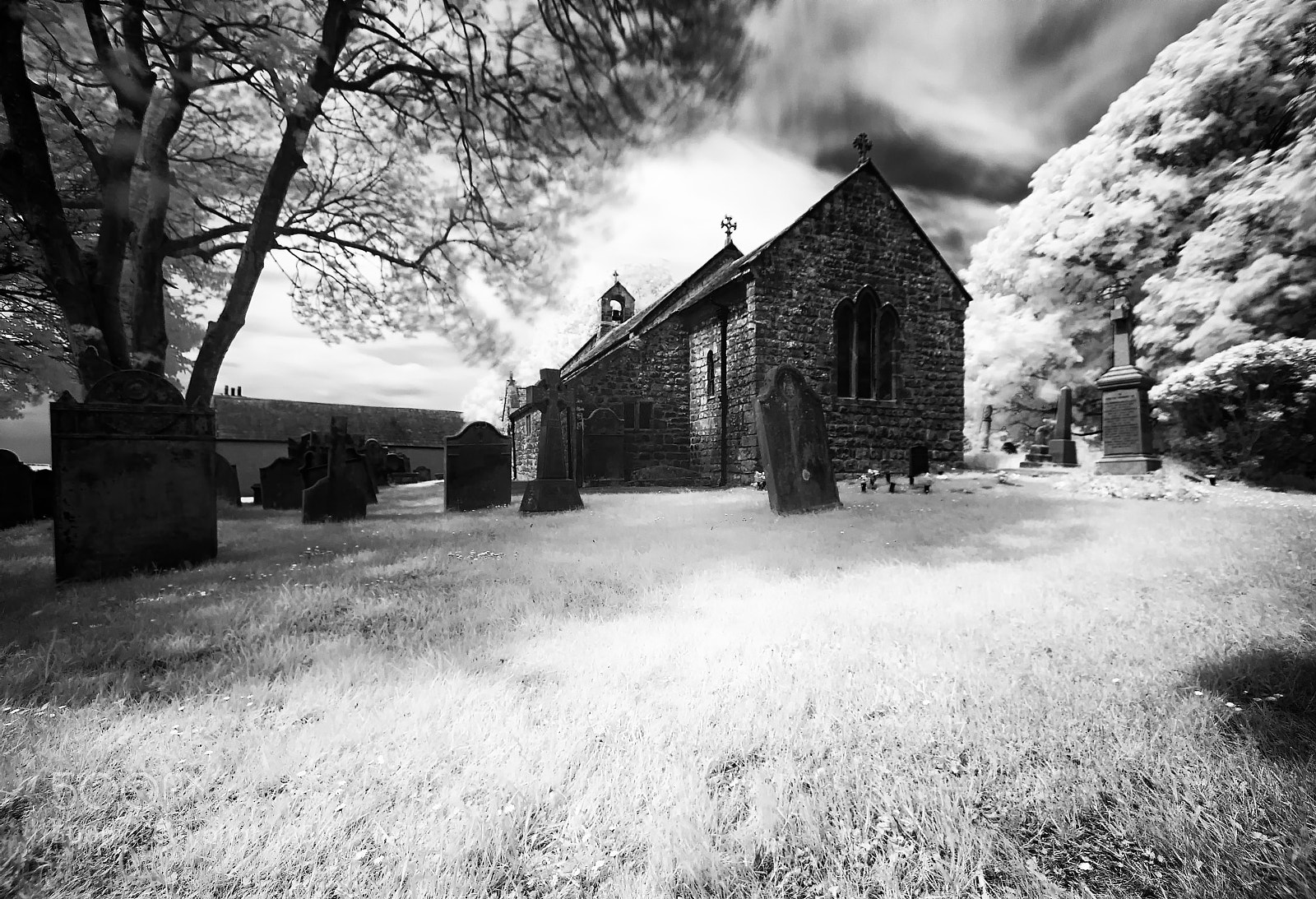 Nikon D200 sample photo. Dearham church infared 720nm photography