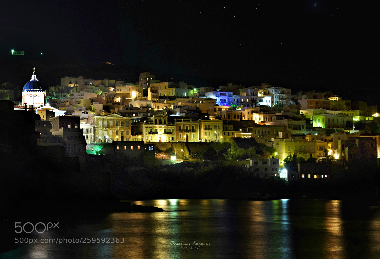Nikon D5300 sample photo. Syros island by night photography