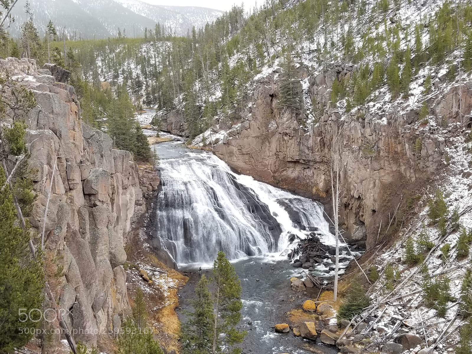 Samsung Galaxy S8+ sample photo. Yellowstone waterfall photography